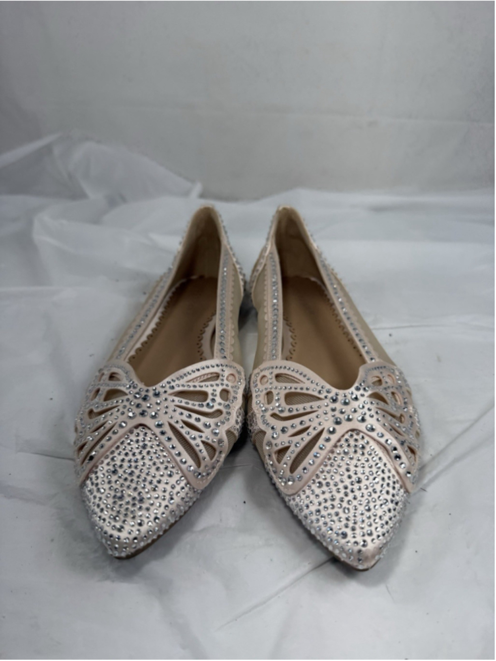 Copper Key Crystal Pointed Toe Butterfly Flat Shoes Womens 8M - Picture 2 of 15